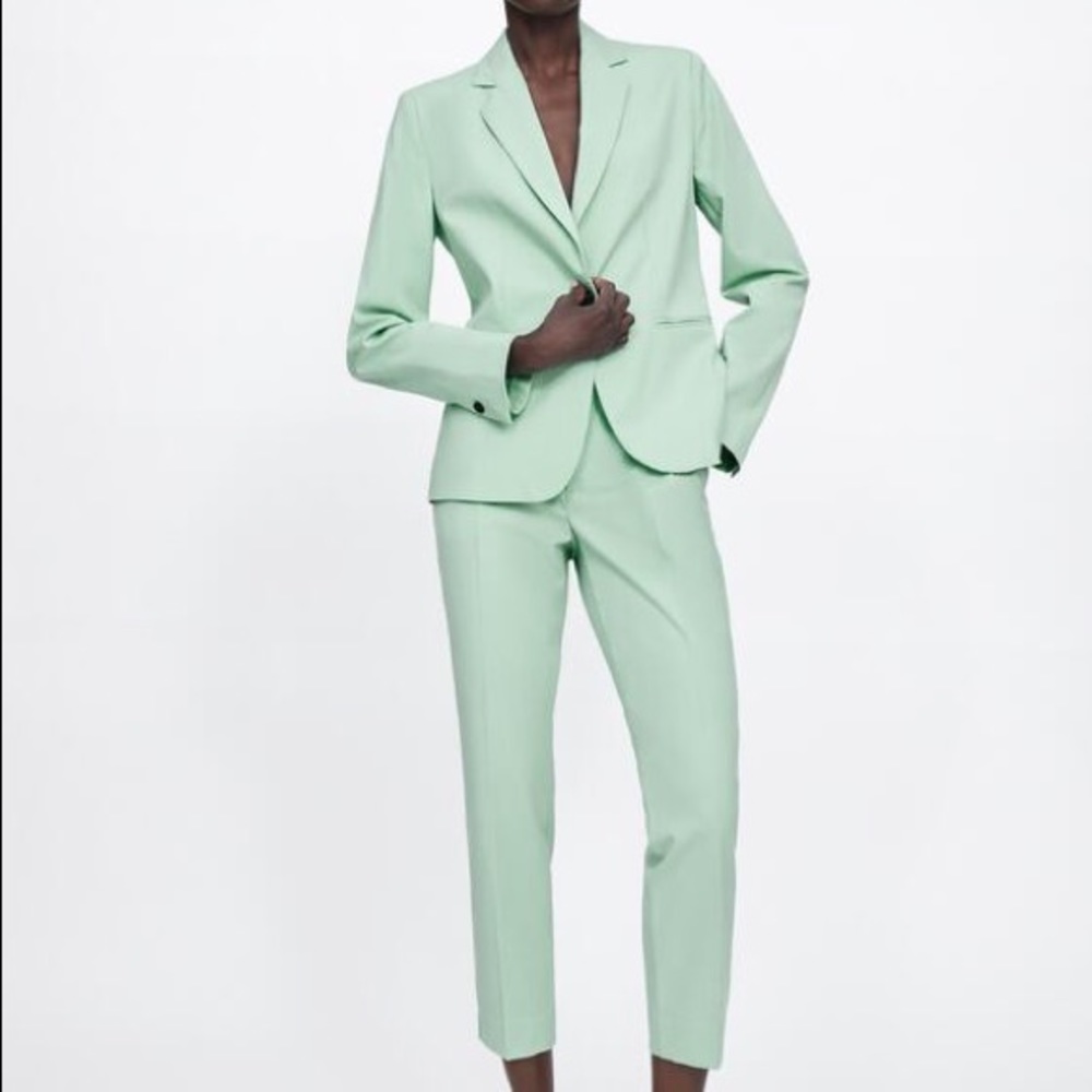Zara sage green blazer suit set